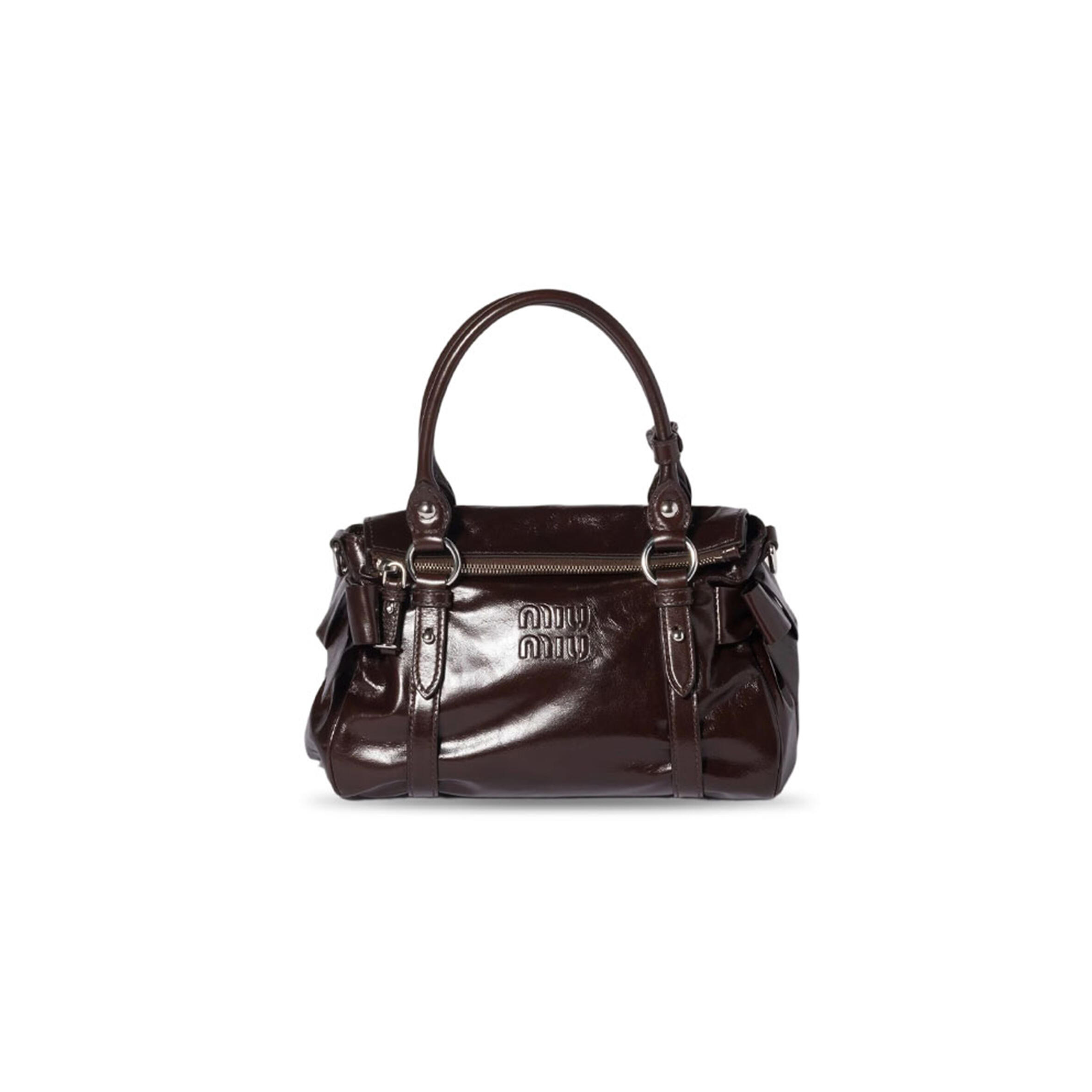 MIU MIU SHINY LEATHER TOP-HANDLE BAG 5BA327 (27*16*13cm)